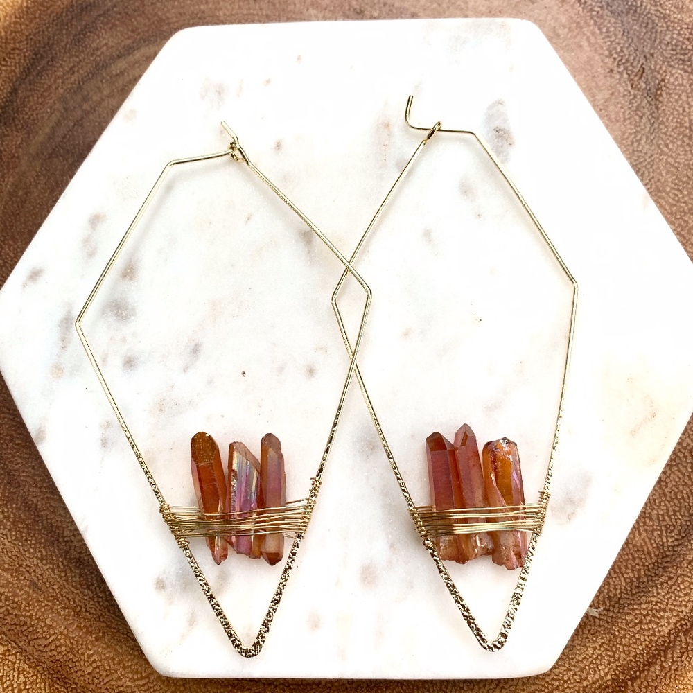 Aura Quartz Crystal Earribings